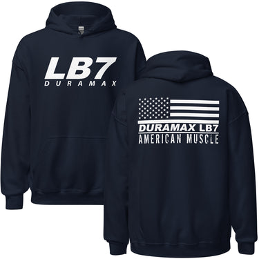 LB7 Duramax American Flag Hoodie in navy